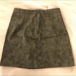 Green LF Button Mini Skirt